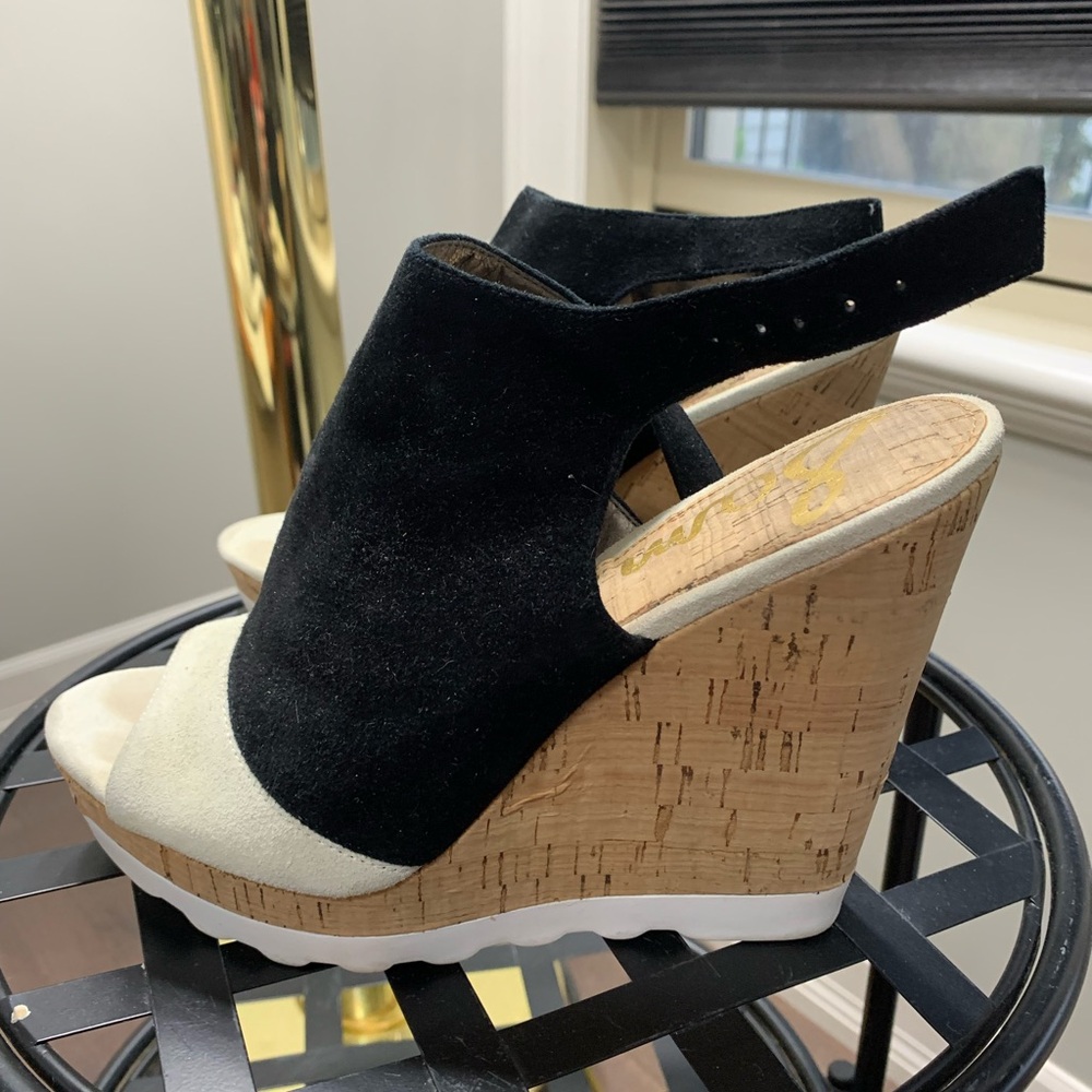 color block open toe wedges